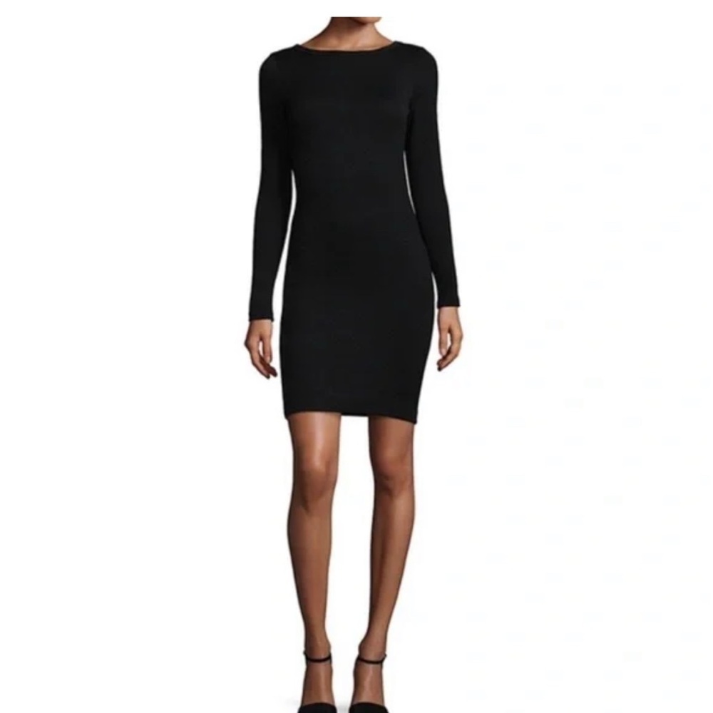 James Perse Black Fitted Bodysuit Dress Size 1 D2